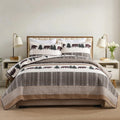 Y-PLWOMEN 100% Cotton Farmhouse Plaid Lightweight 3-Pieces Quilt Set (Blue Brown, Queen90 * 98 Inch)