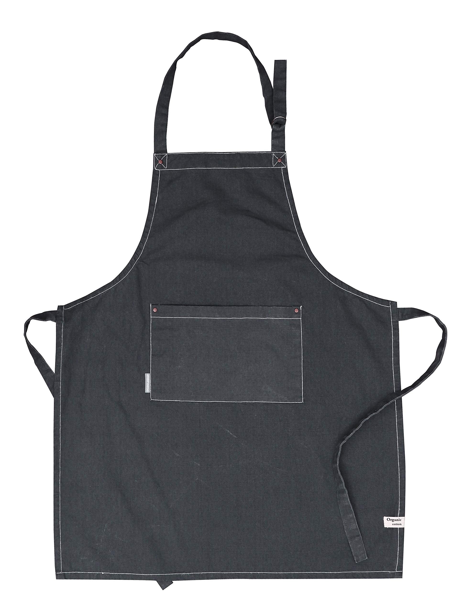 AMOUR INFINI Cotton Aprons for Women with Pocket, Adjustable Strap & Waist Ties - Washable Aprons for Baking, Cooking, Gardening (27.5 x 33 Inches - Blooming Floral)