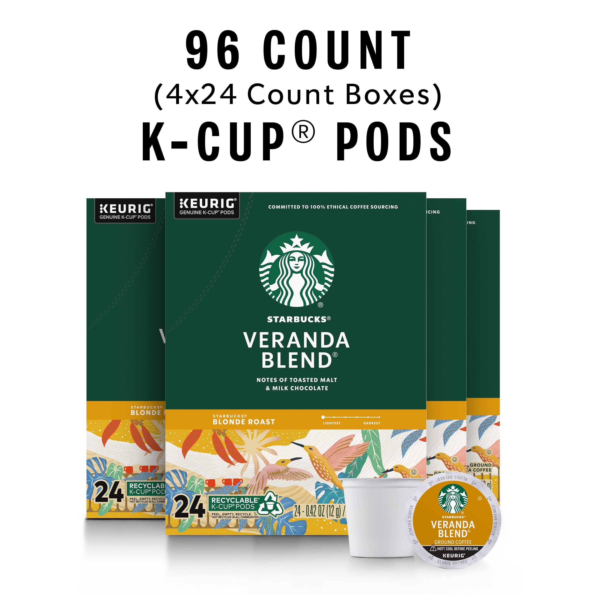 Starbucks K-Cup Coffee Pods, Starbucks Blonde Espresso Roast Hot or Iced Coffee, 22 Keurig Pods