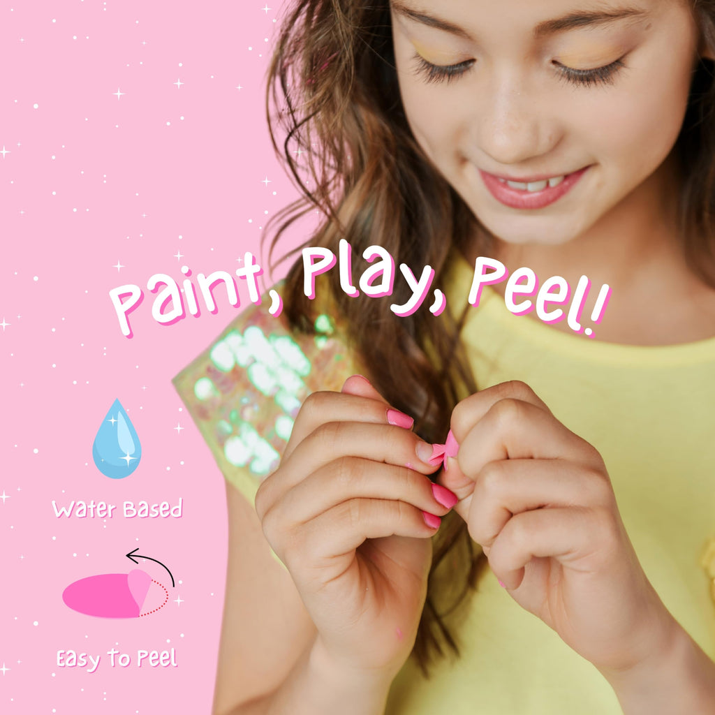 MISS NELLA ABRACADABRA – Safe Special sparkly pink Nail Polish for Kids, Non-Toxic & Odor Free Formula for Children and Toddlers, Natural Water Based for Easy Peel Off (Abracadabra)