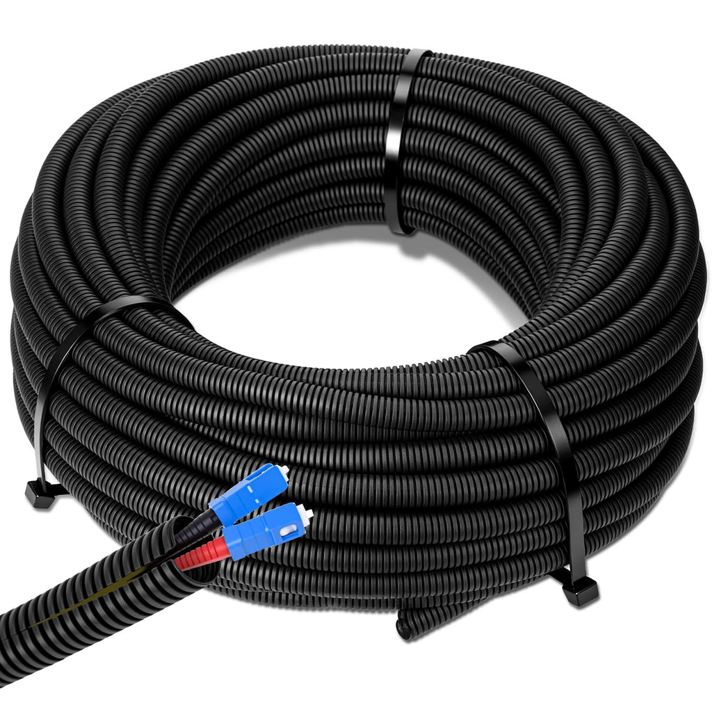 Sasylvia 1/2" x 300 ft Split Wire Loom Tubing Automotive Wire Loom Assortment Split Cable Sleeves Bulk Flexible Electrical Conduit Protective Kit