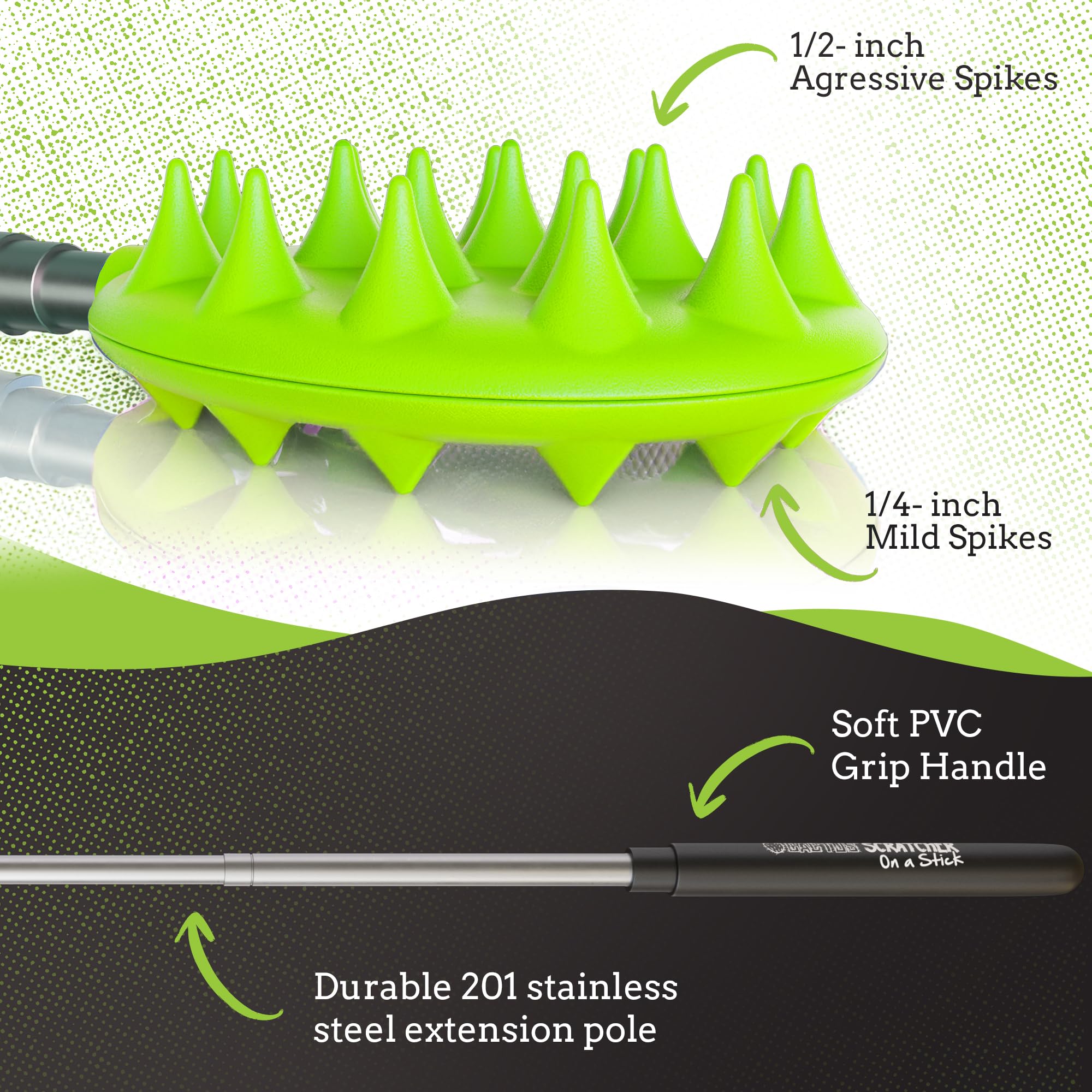 Cactus Scratcher Extendable Big Stick Back Scratcher - Extends 29" Long Double Sided Retractable Scratching Tool for Hand, Neck, Head, and Body - Universal Gift for Family, Pets, and Friends, Glow