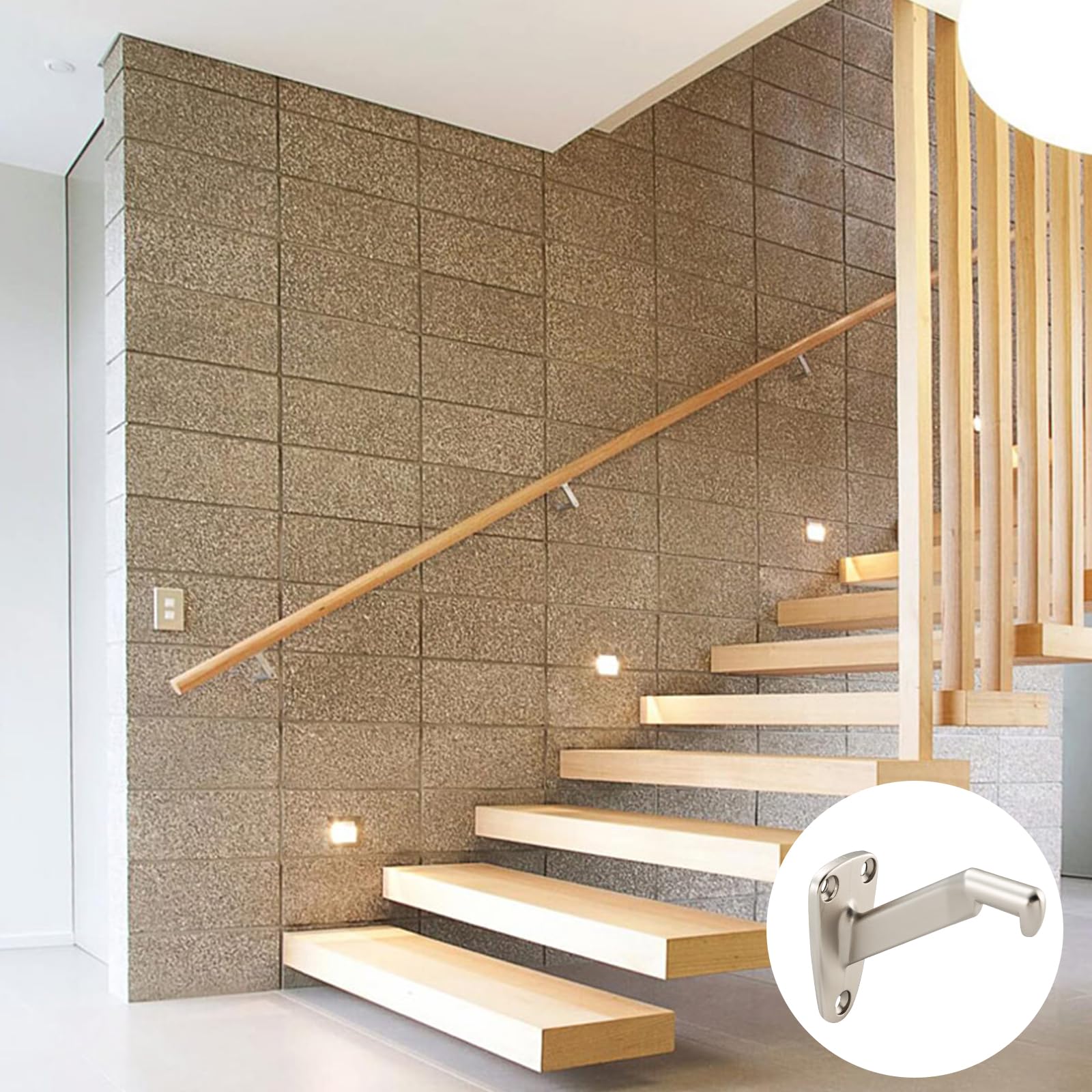 HOME MASTER HARDWARE Heavy Duty Handrail Stair Brackets Brass Staircase Hand Rail Bracket, Gold Finish, 1Pcs