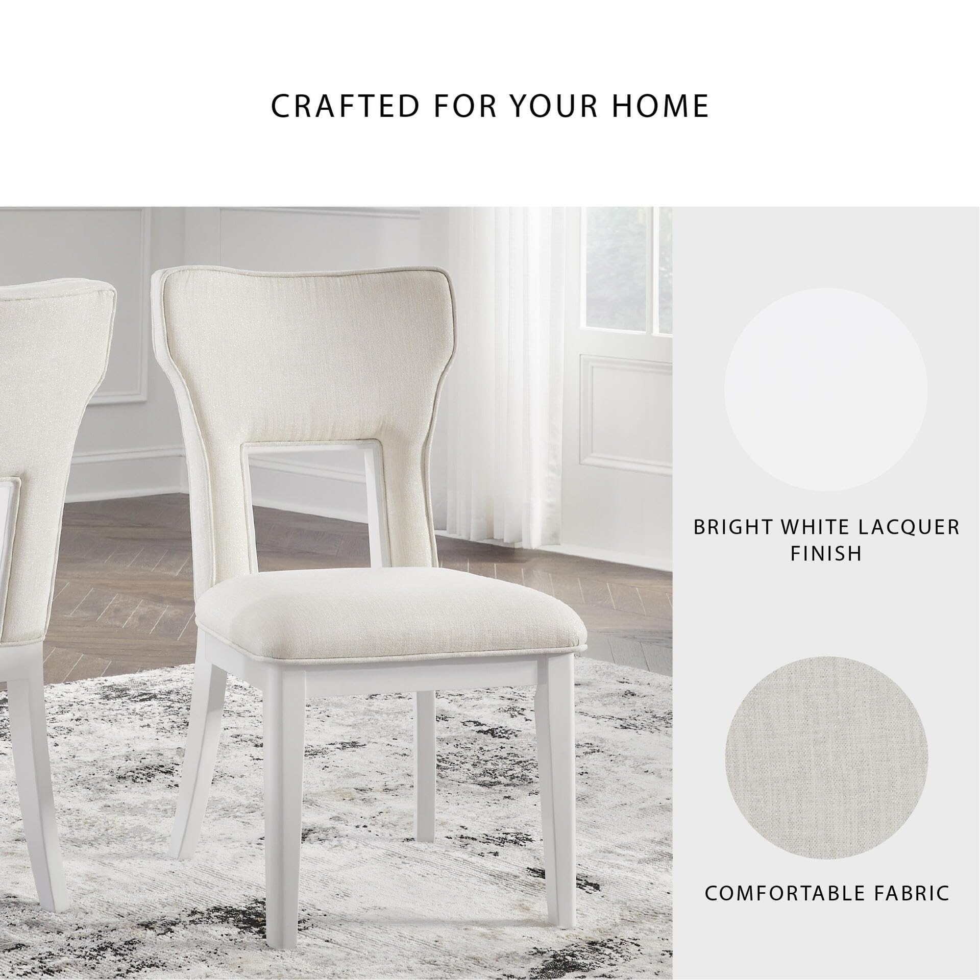 Signature Design by Ashley Chalanna Solid Wood Frame Dining Chair, Set of 2, White