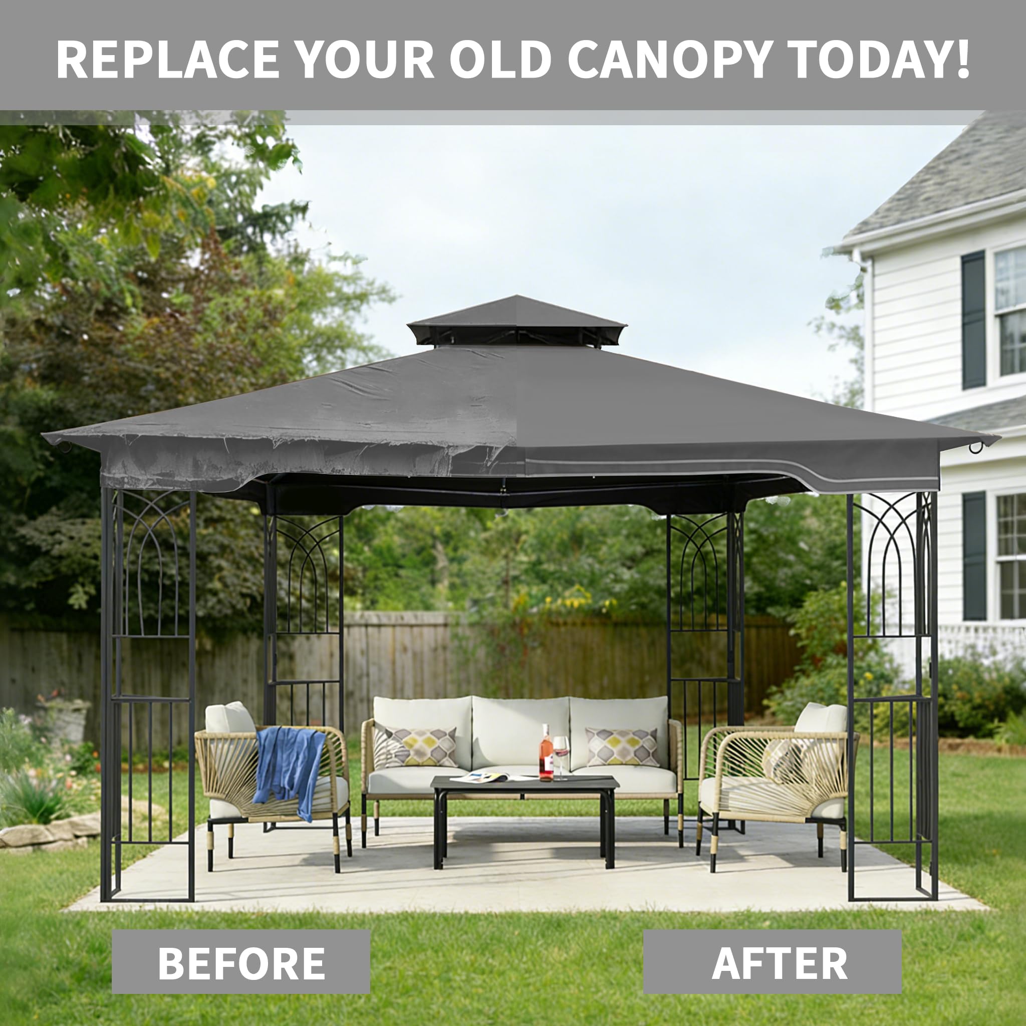 SCOCANOPY Replacement Gazebo Canopy Compatible with 10 x 12 Regency II Patio Gazebo Model L-GZ798PST,A101004104,A101004105,(Forest Green)
