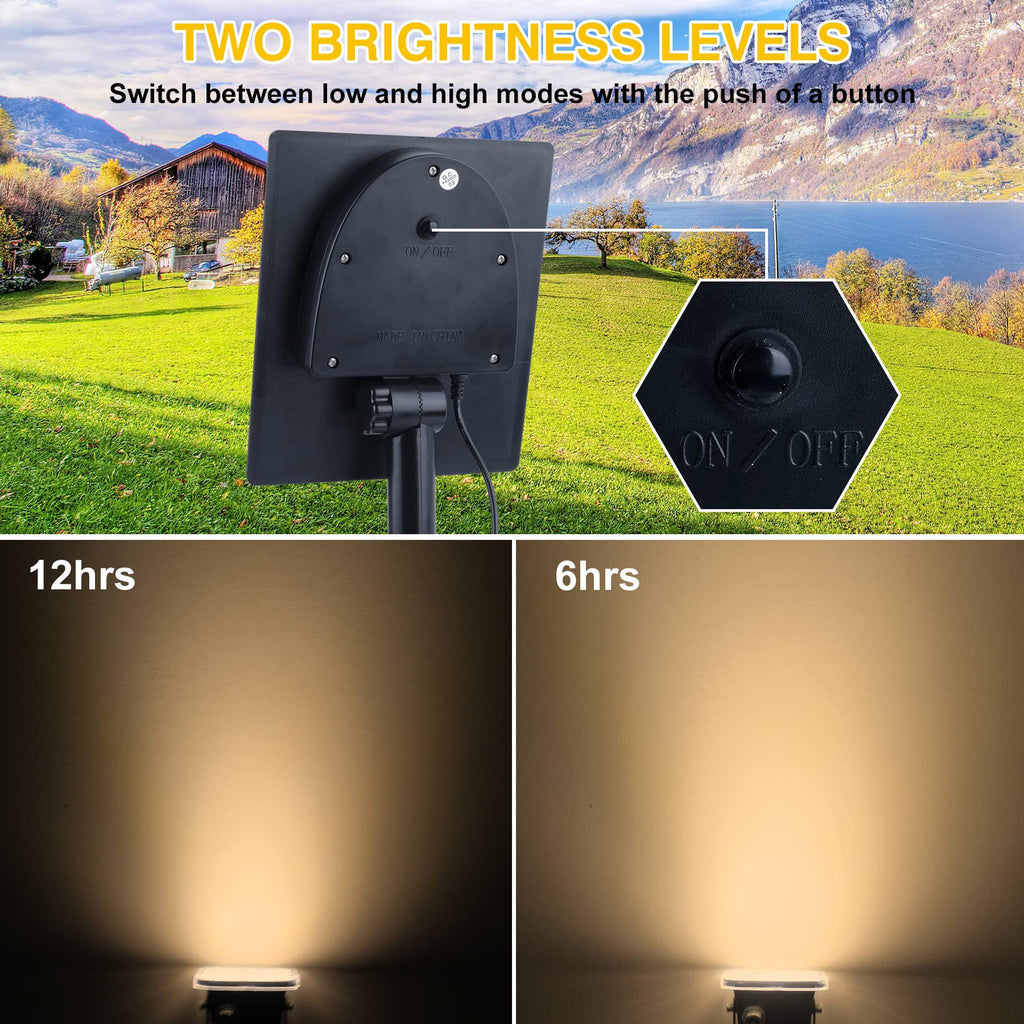 Solar Spot Lights Outdoor, Solar Landscape Spotlights IP65 Waterproof 9.8ft Cable,Auto On/Off Outdoor Wall Lights for Garden Yard Driveway Porch Walkway Pool (3000K Warm White)