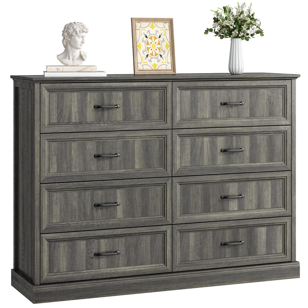 Farmhouse 5 Drawers Dresser for Bedroom, 44" Tall Brown dresser Wood Rustic Chest of Drawers with Wide Metal Handle,Natural Texture,Drawer Organizer for Bedroom,Living Room,Hallway and Entryway