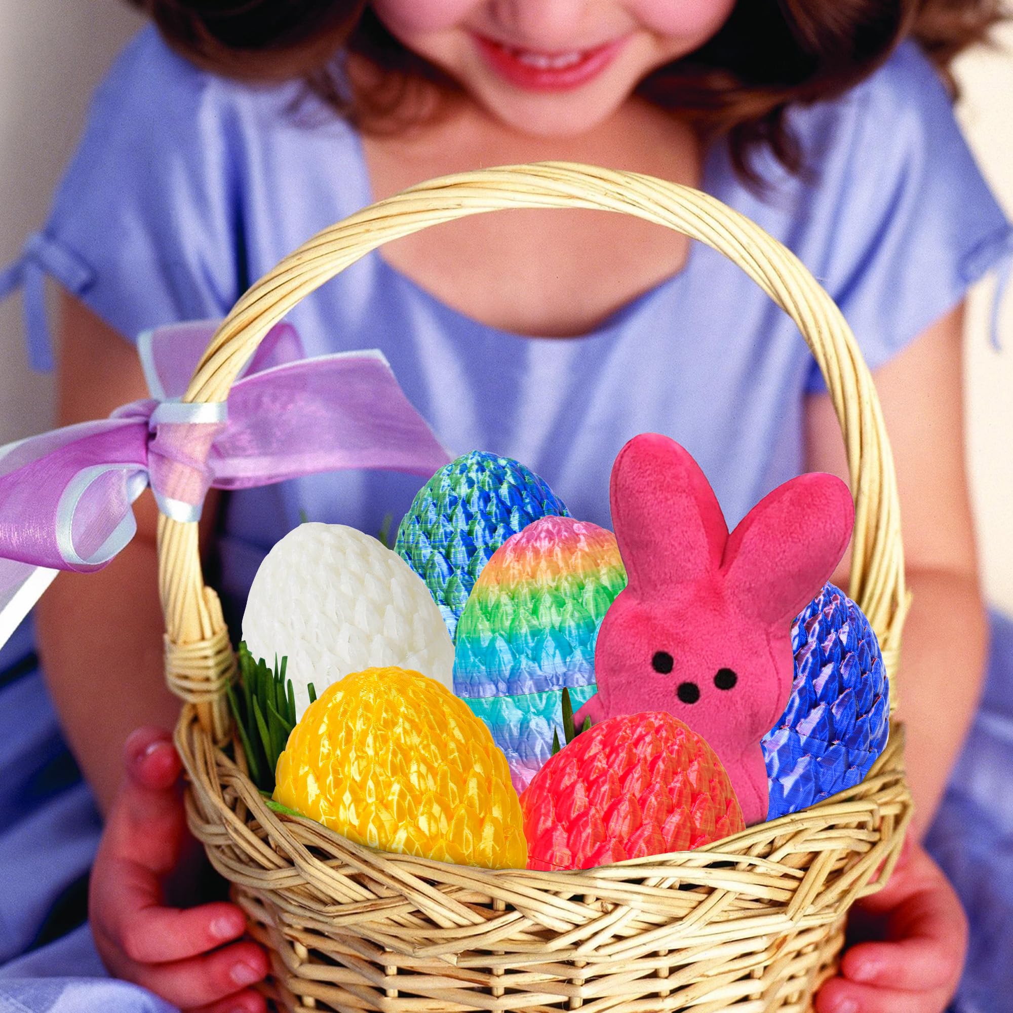 Easter Basket Stuffers 3D Printed Dragon Eggs with Dragon Inside Surprise Mystery Easter Egg Fidget Toy, Articulated Crystal Toys for Kid Easter Egg Hunt Party Favors (1PCS)