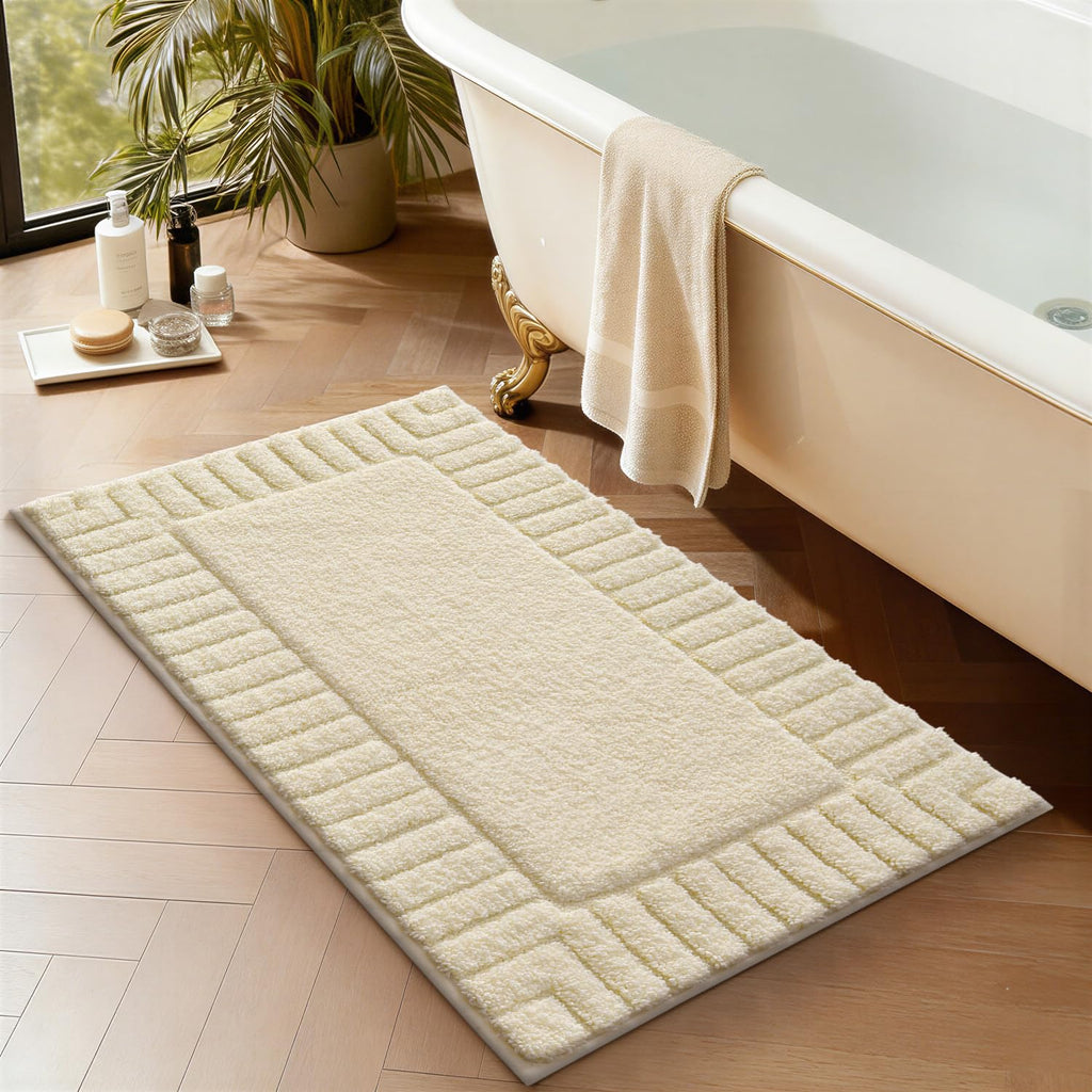 LUMI Bathroom Rugs Non Slip with Rubber Backing, Extra Soft Plush Microfiber Bath Rug Absorbent, Machine Washable Bath Mat Quick Dry for Tub, Shower, Hotel, Beige, 16"x24"