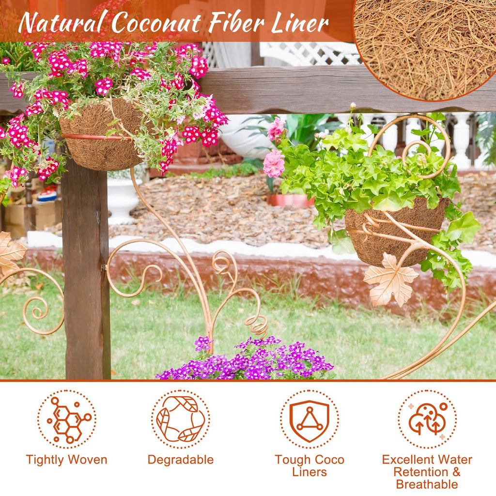 Riare 2 Pack 12 Inch Round Coco Liners Replacement, 100% Natural Coconut Coir Liners for Hanging Baskets, Garden Flower Vegetables Planter Pot, Window Box, Fence, Decks