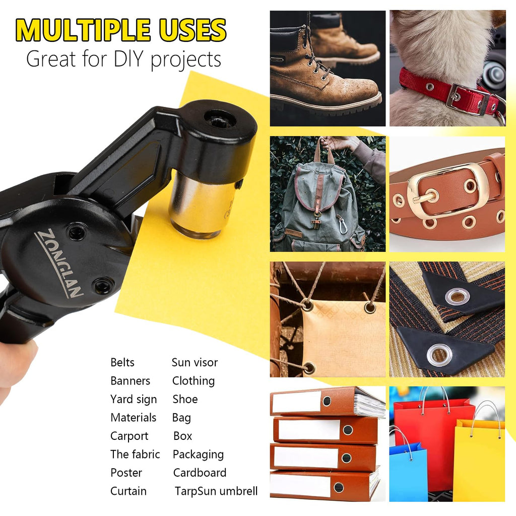 Heavy Duty Grommet Tool Kit with 1/2 Inch Die and 300 Sets of 12MM Grommets,Handheld Manual Eyelet Tool Rivet Press Punch Pliers for Leather Canvas Fabric