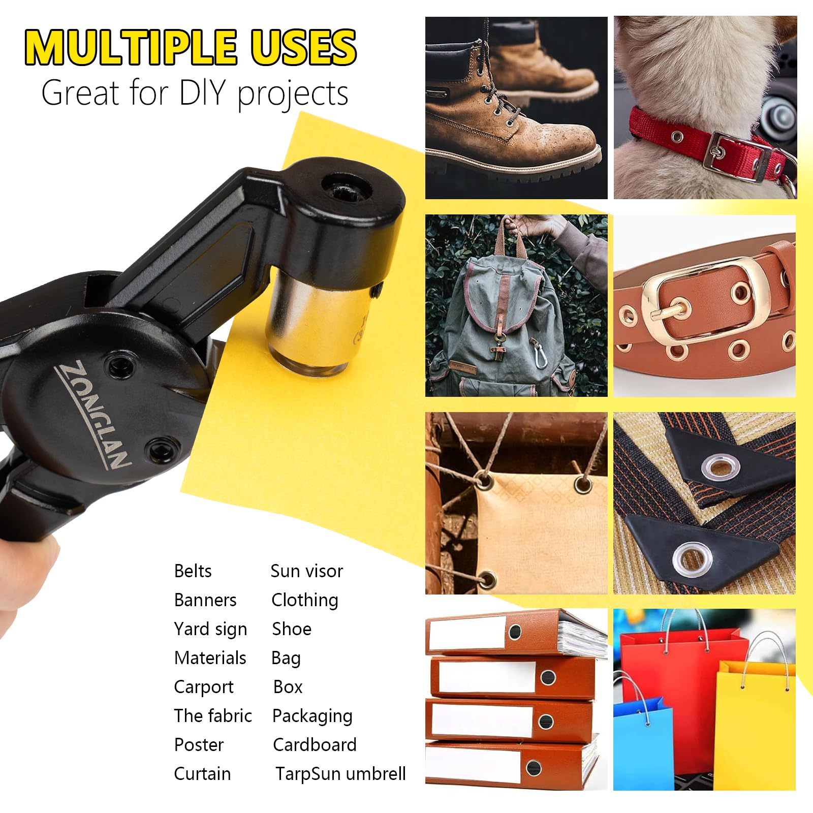 Heavy Duty Grommet Tool Kit with 1/2 Inch Die and 300 Sets of 12MM Grommets,Handheld Manual Eyelet Tool Rivet Press Punch Pliers for Leather Canvas Fabric
