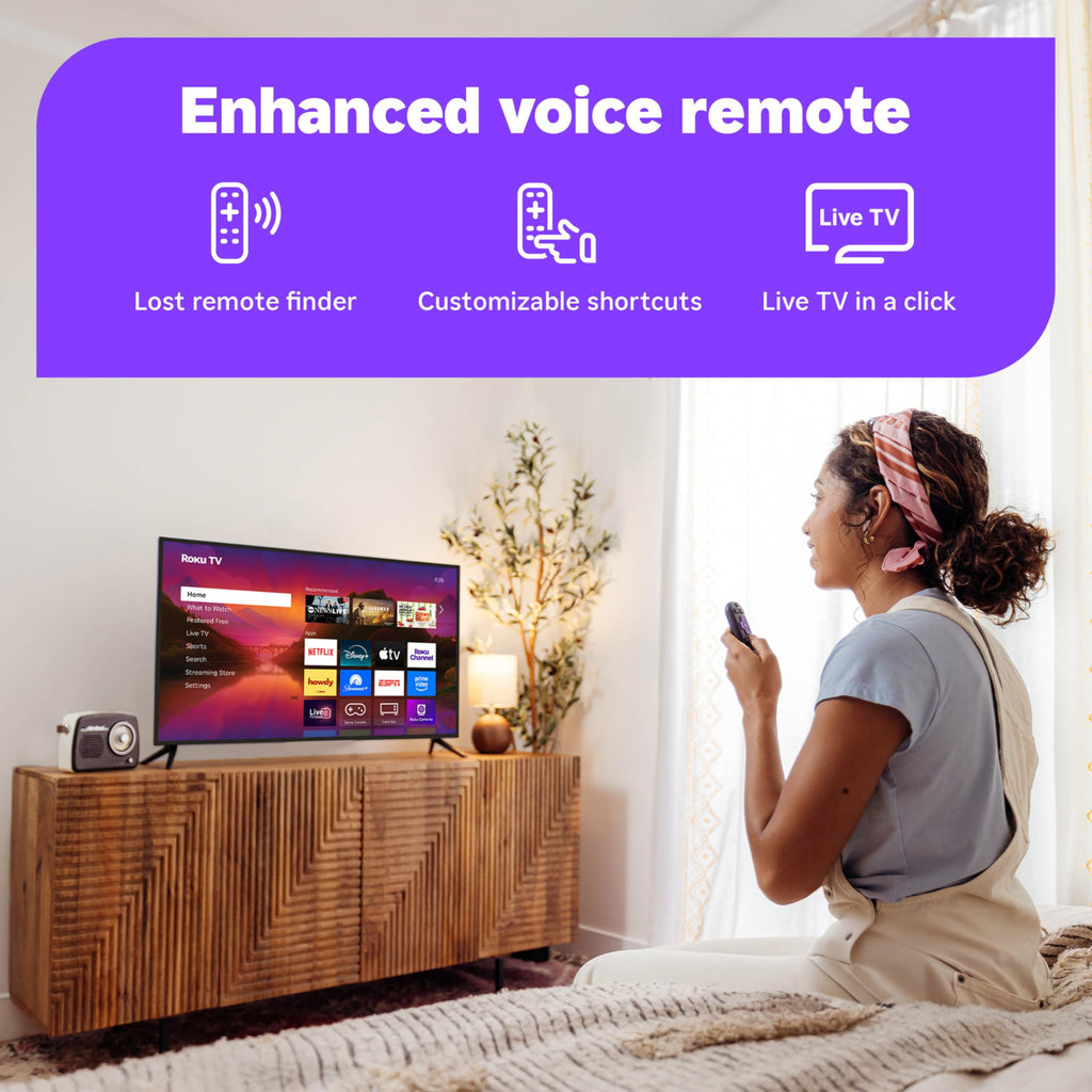 Roku Smart TV – 55-Inch Plus Series, Mini-LED TV – RokuTV with Enhanced Voice Remote – Flat Screen 4K QLED Television with Dolby Vision & Wi-Fi for Streaming Live Local News, Sports