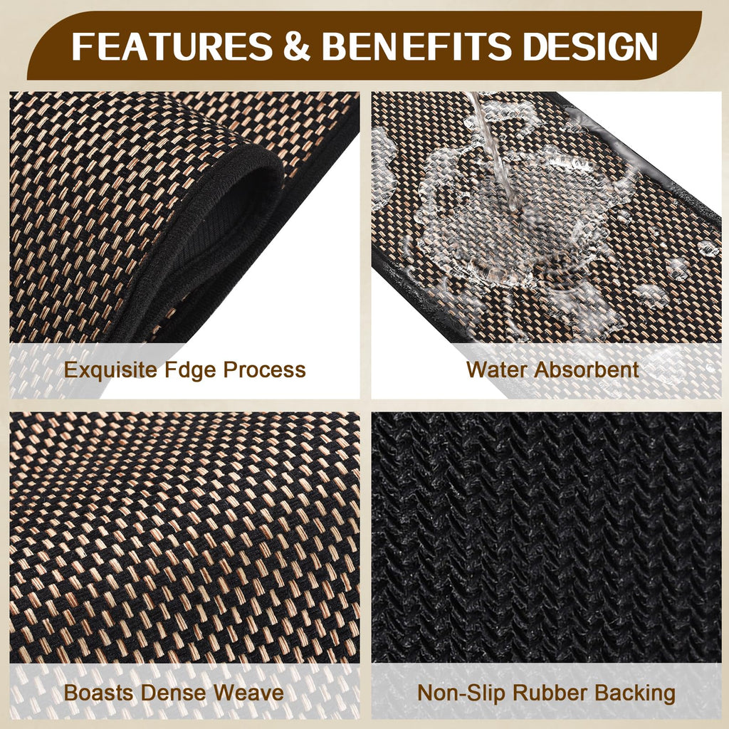 Non Slip Stair Treads for Wooden Steps, Square Rubber Backing Non Slip Stair Landing Mat, Thicken Linen Carpet Stair Runners Indoor, No Residue Stair Carpet Treads, 29"x29", Beige