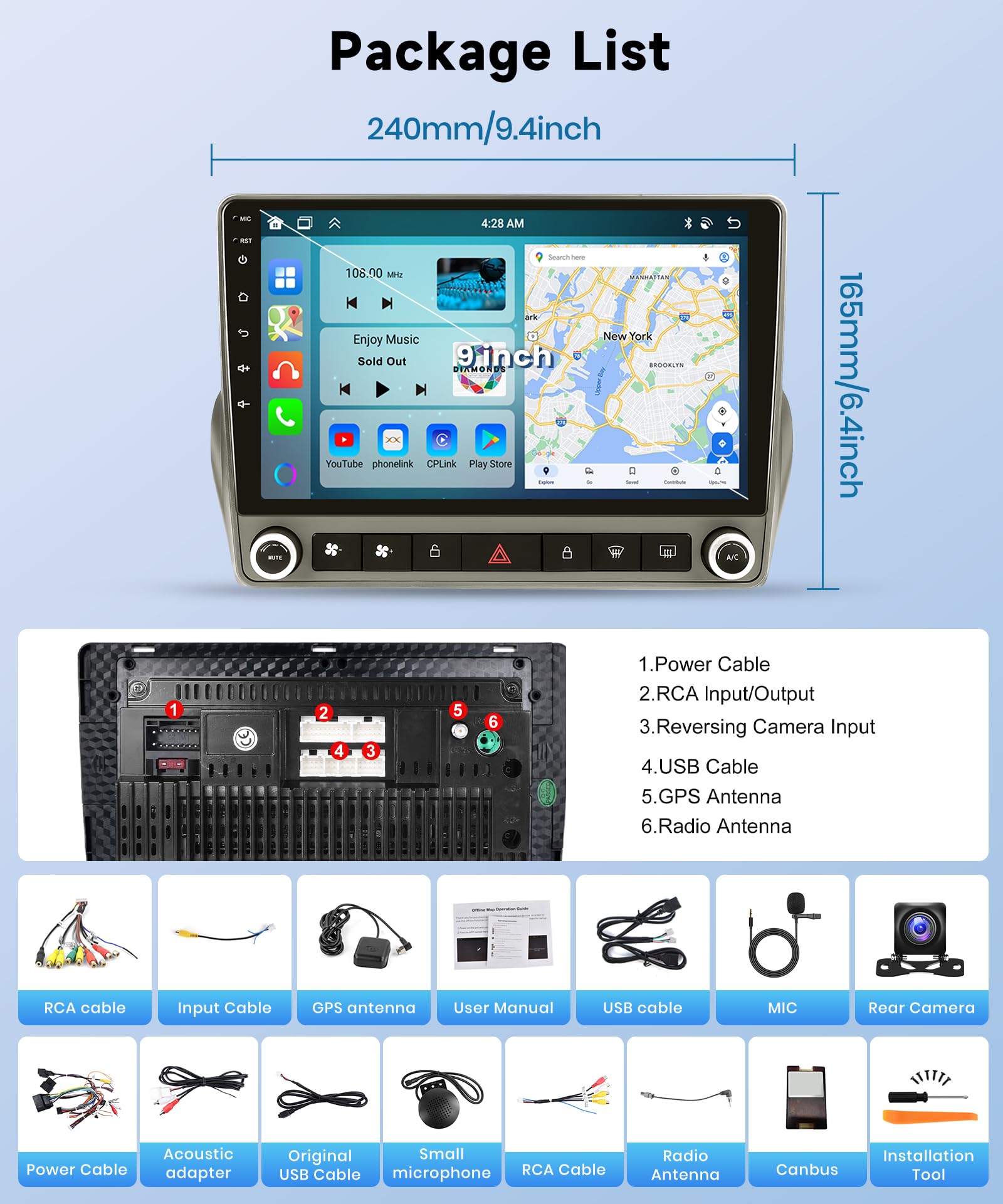 5G WiFi Android 15 Car Stereo for Chevrolet Chevy Camaro 2008–2015 Wireless Carplay Android Auto,9" HD IPS Touchscreen Car Radio Support GPS/10band DSP Audio/Bluetooth/FM/SWC/Backup Camera