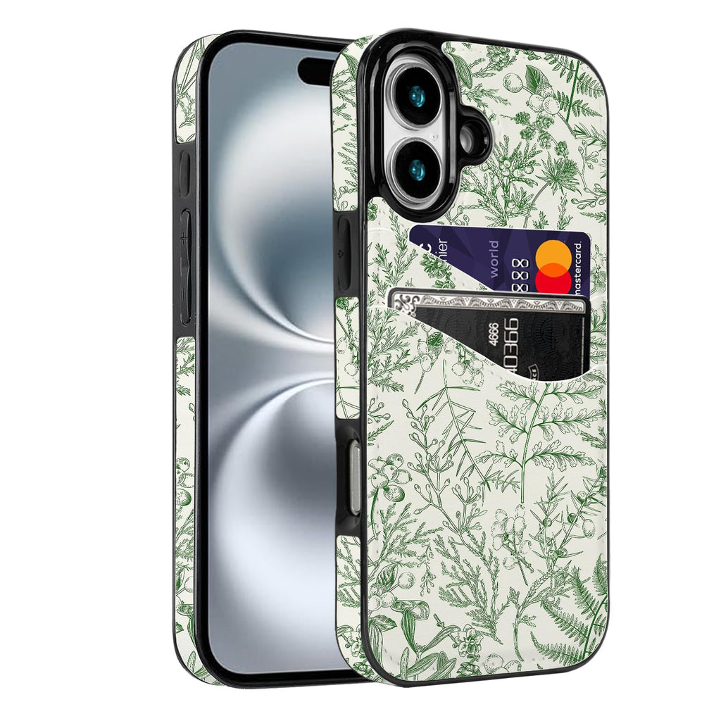 for iPhone 11 6.1 inch Case with Card Holder Soft Leather Wallet Case Protective Shockproof Hard Cover for Women Man (Blue Floral, iPhone 11 6.1 inch)
