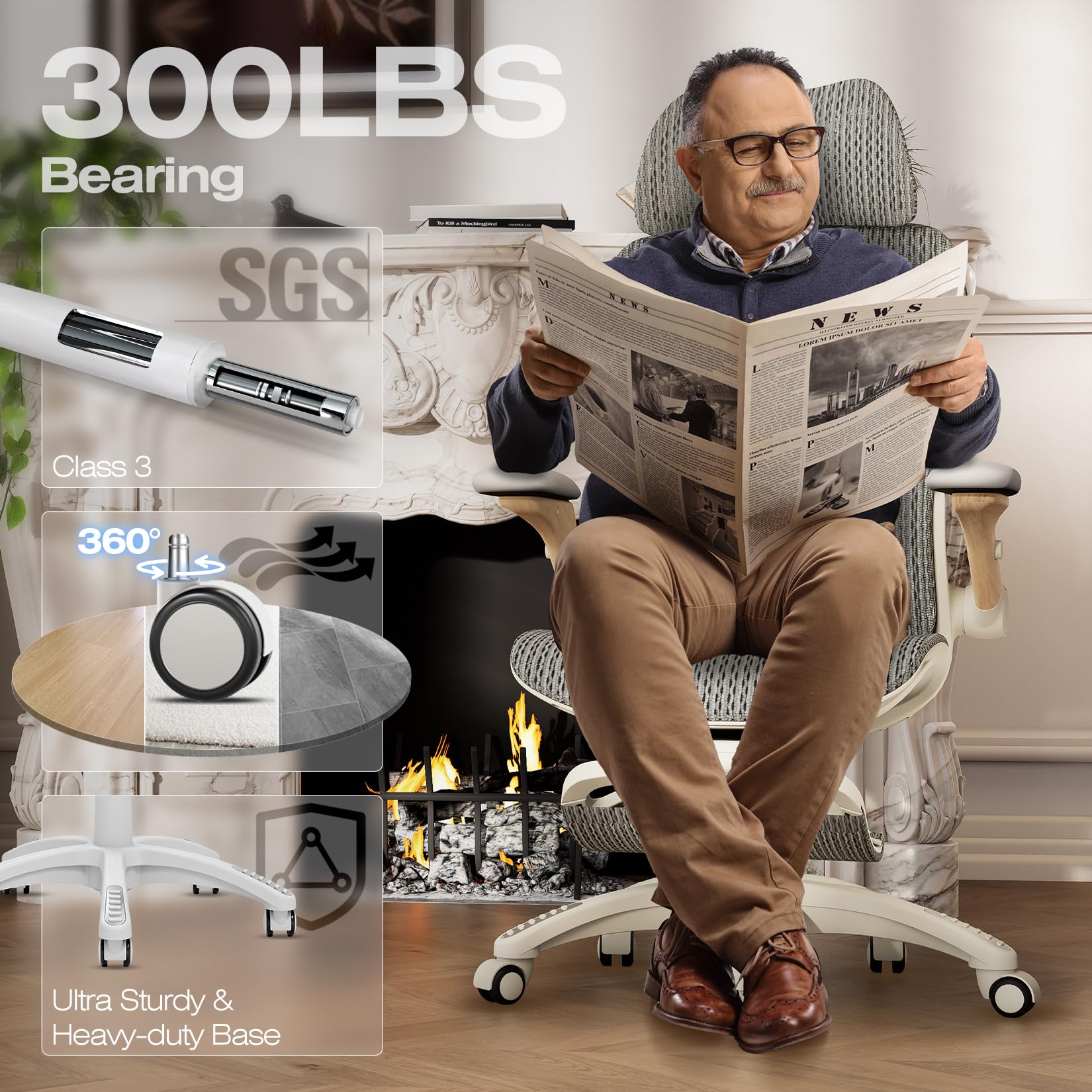 ELABEST X100 Ergonomic Office Chair with Footrest, Big and Tall Home Desk Chair with 5D Flip-Up Arms, Adjustable 3D Lumbar Support,High Back Rolling Computer Chair, Swivel Mesh Chairs (Coffee Break)