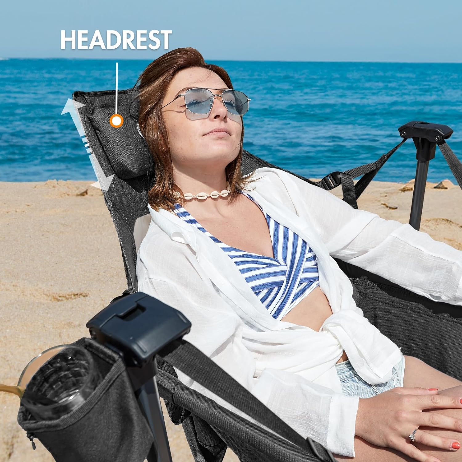 Portal Hammock Camping Chair, Portable Outdoor Swinging Chairs with Adjustable Back and Height for Lawn, Backyard, Patio, Supports 400 lbs, Breathable Mesh High Back, Blue