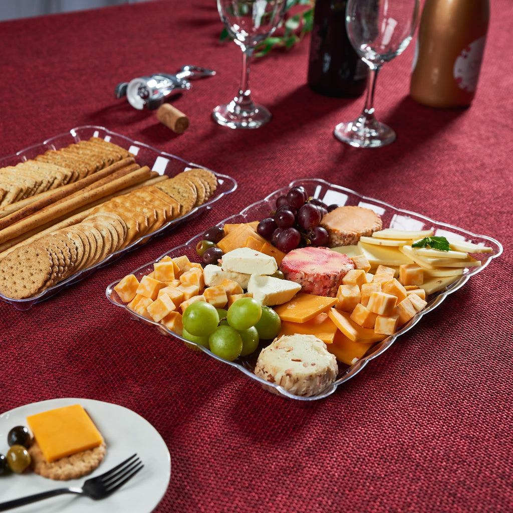 Plasticpro Plastic Serving Trays - Serving Platters Rectangle 9X13 Disposable Party Dish 4 Black Trays
