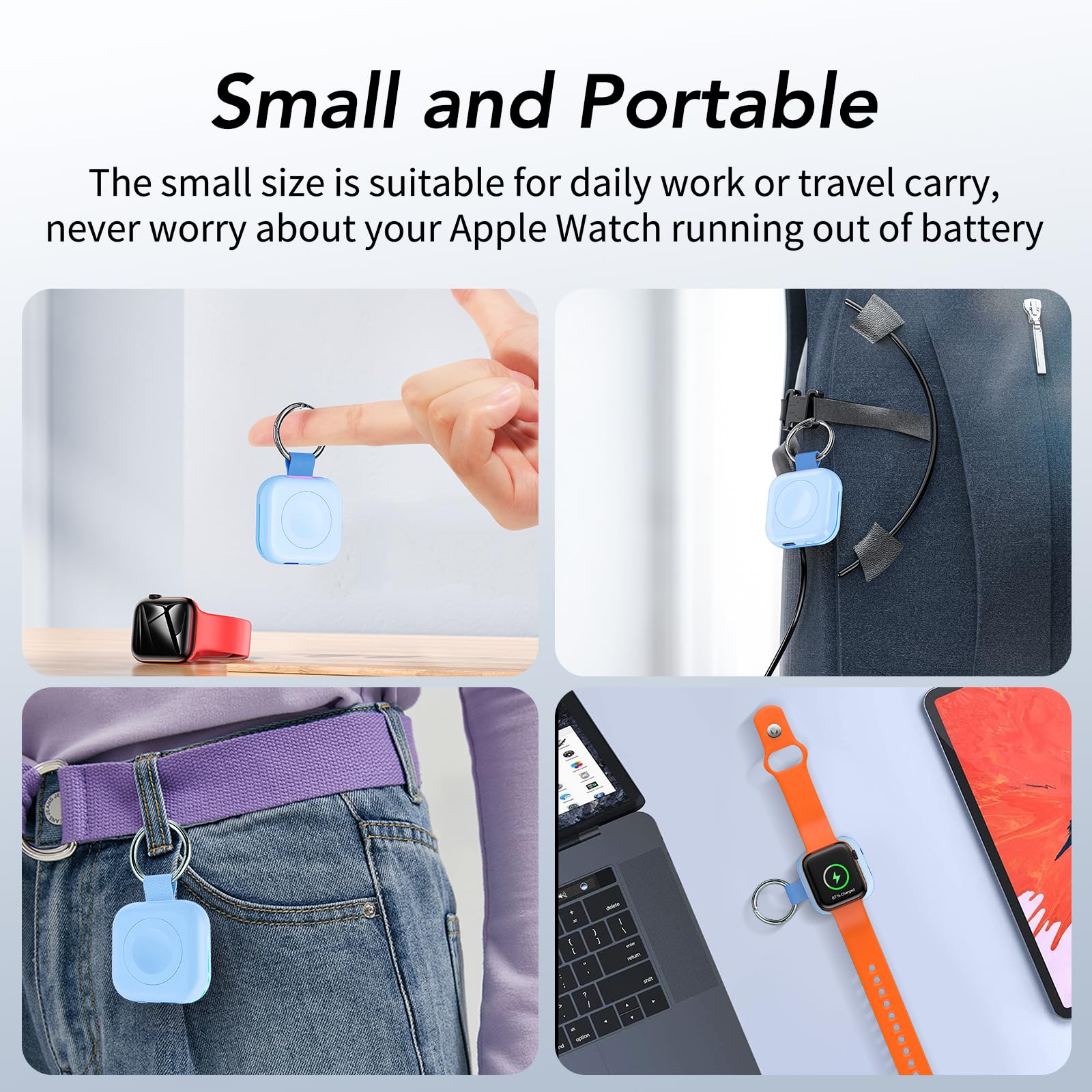 HUOTO Portable Charger for Apple Watch,Wireless Magnetic iWatch Charger 1200mAh Power Bank Travel Keychain Accessories Smart Chargers for Apple Watch Series 11/10/9/8/7/6/SE/5/4/3/2/1/UItra/UItra 2