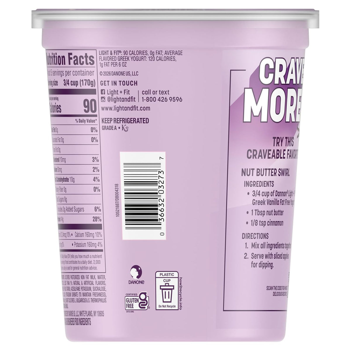 Light + Fit Vanilla Fat Free Greek Yogurt, 32 oz Tub