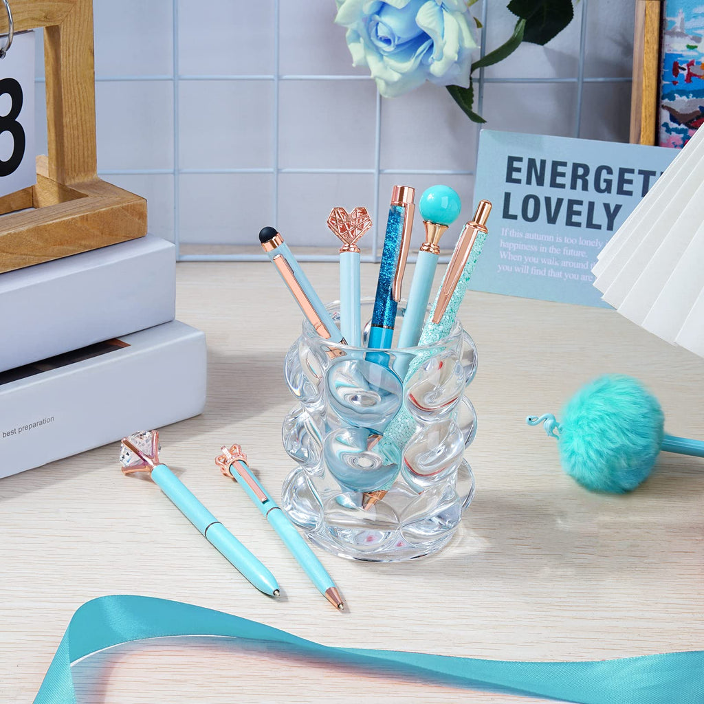 WEMATE 8Pcs Ballpoint Pens Set Metal Crystal Diamond Pen Glitter for Journaling Black Pen Bling in Black & Blue Ink Pretty Cute Pens Fancy Pens Gifts for Women Wedding School Office Desk(Black)