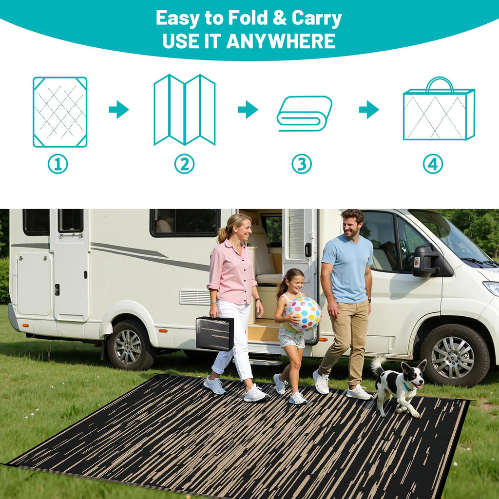 HEBE Checkered Outdoor Rug Waterproof 5x8, Reversible Plastic Straw Rug RV Camping Rug, Indoor Outdoor Patio Mat Clearance, Outside Carpet for Porch,Deck,Camper,Balcony,Backyard,Picnic