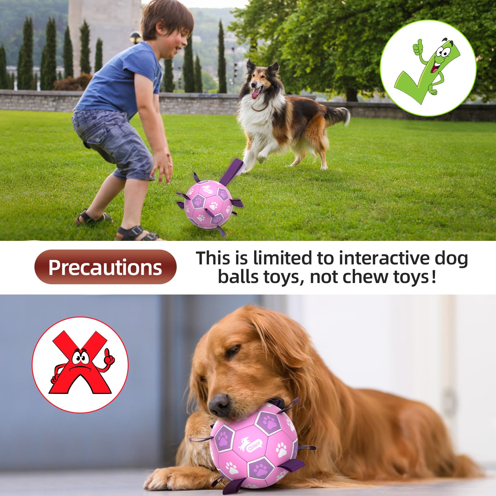 QDAN Dog Toys Soccer Ball with Straps, Durable Dog Balls for Tug of War, Puppy Birthday Gifts, Dogs Water Toy Small Dogs-Rainbow（5 Inch）