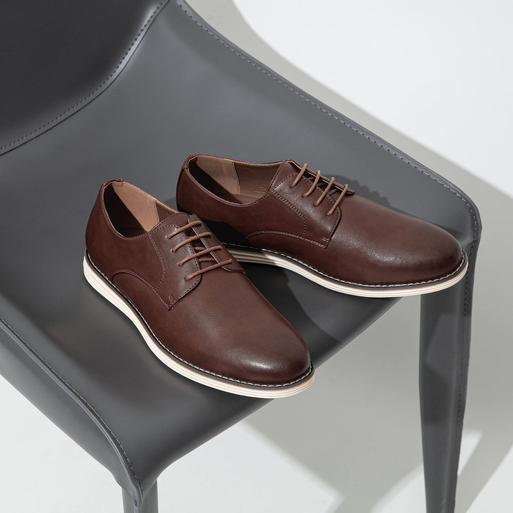 Vostey Mens Casual Dress Shoes Wingtip Plain Business Dress Shoes for Men