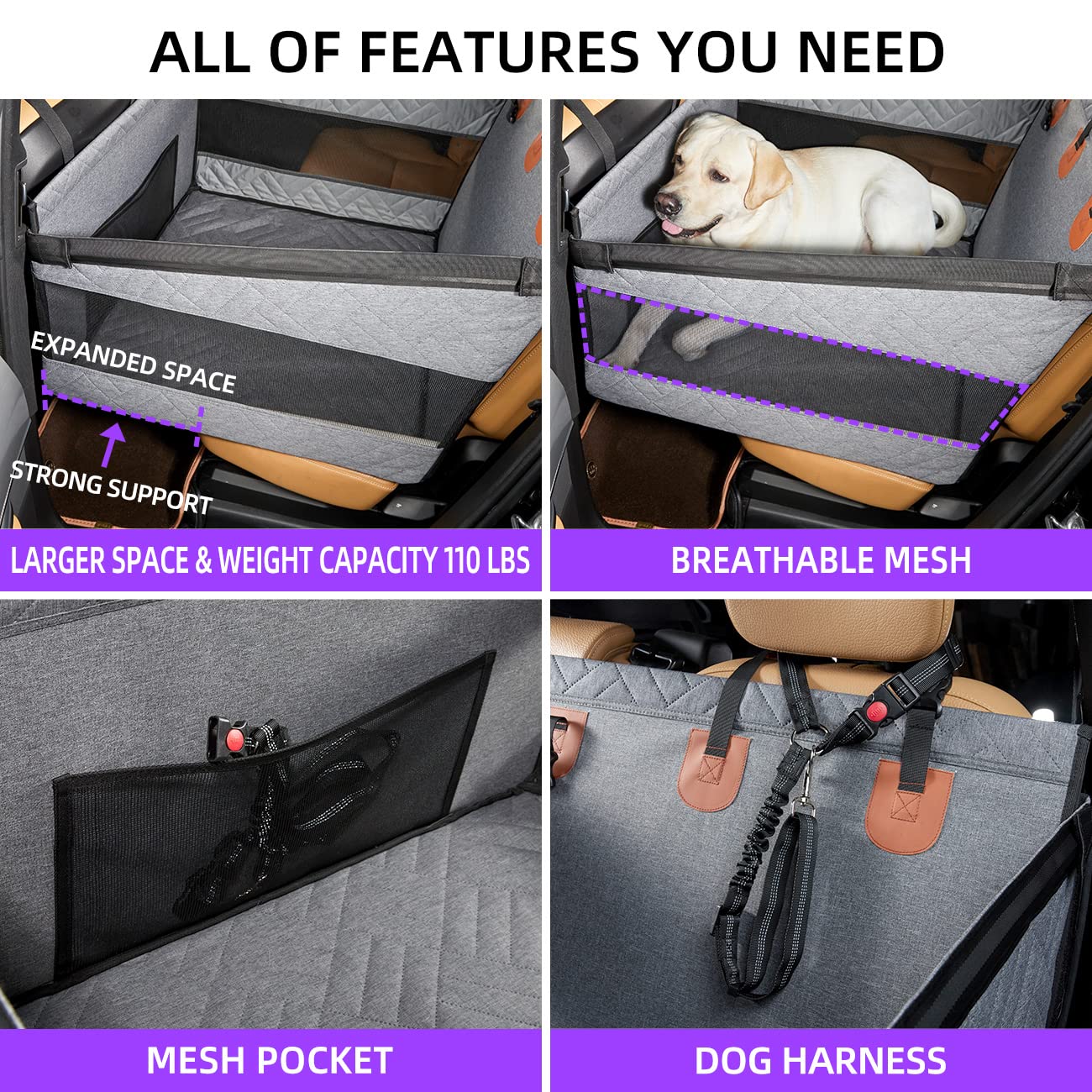 TKYZ Medium Dog Car Seat,Back Seat Extender for Dogs,Waterproof Large Dog Seat Cover for Backseat, Pet Bed for Car Hammock(Black-s)
