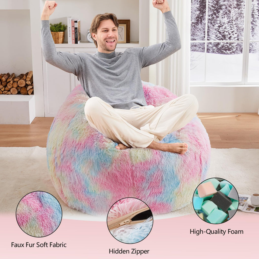 Sports Baseball Bean Bag Chair - Luxurious Bean Bag Chairs for Kids Teens Adults - Floor Sofa Couch with Filler - Plush BeanBag Furniture for Living Room Bedroom College Dorm - 32 Inch