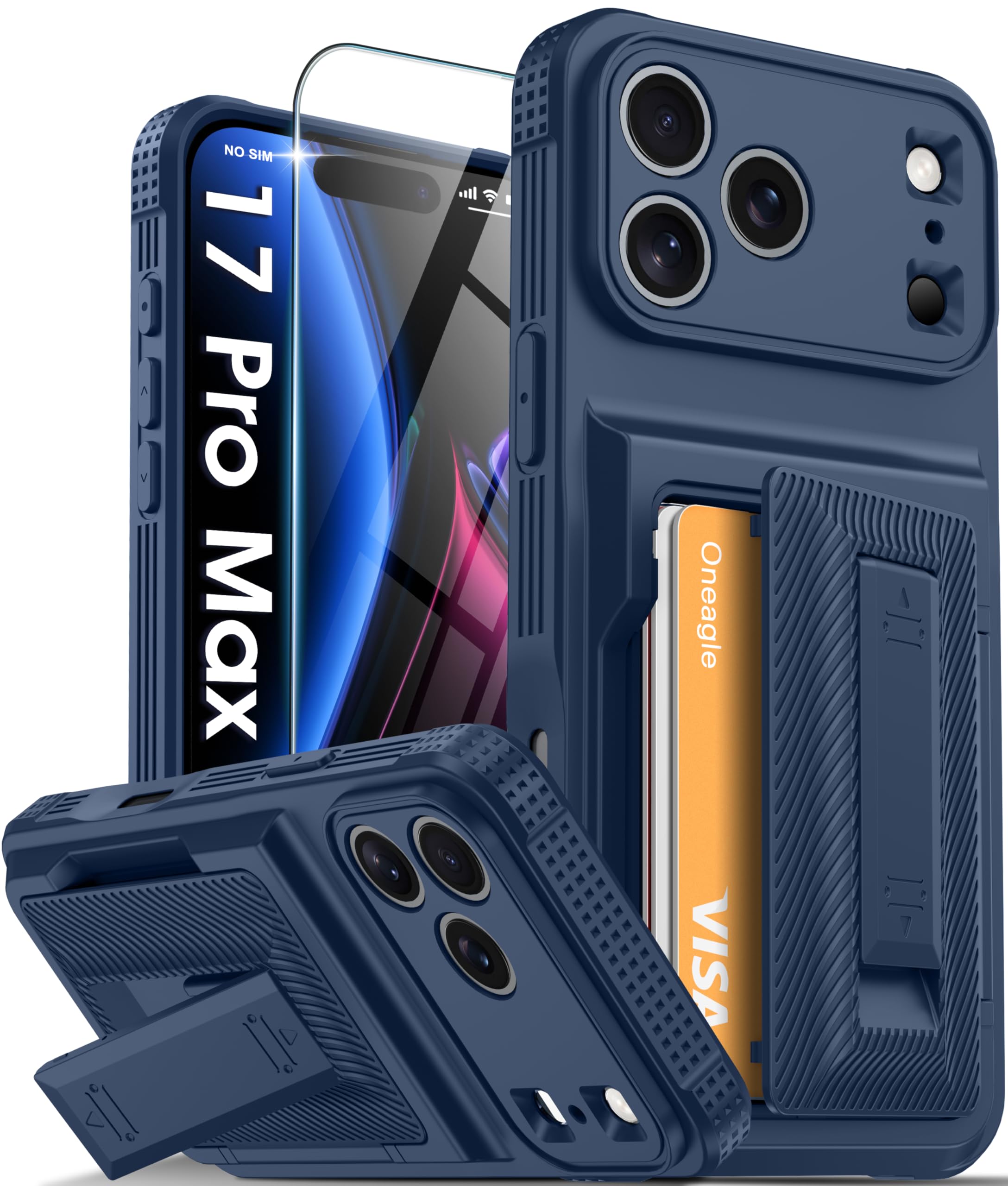 Oneagle Wallet for iPhone 16 Pro Max Case with Card Holder (4-5 Cards) [RFID Blocking] [Privacy Screen Protector] Full Camera Protection & Kickstand, 15FT Shockproof Phone Case for iPhone 16 Pro Max