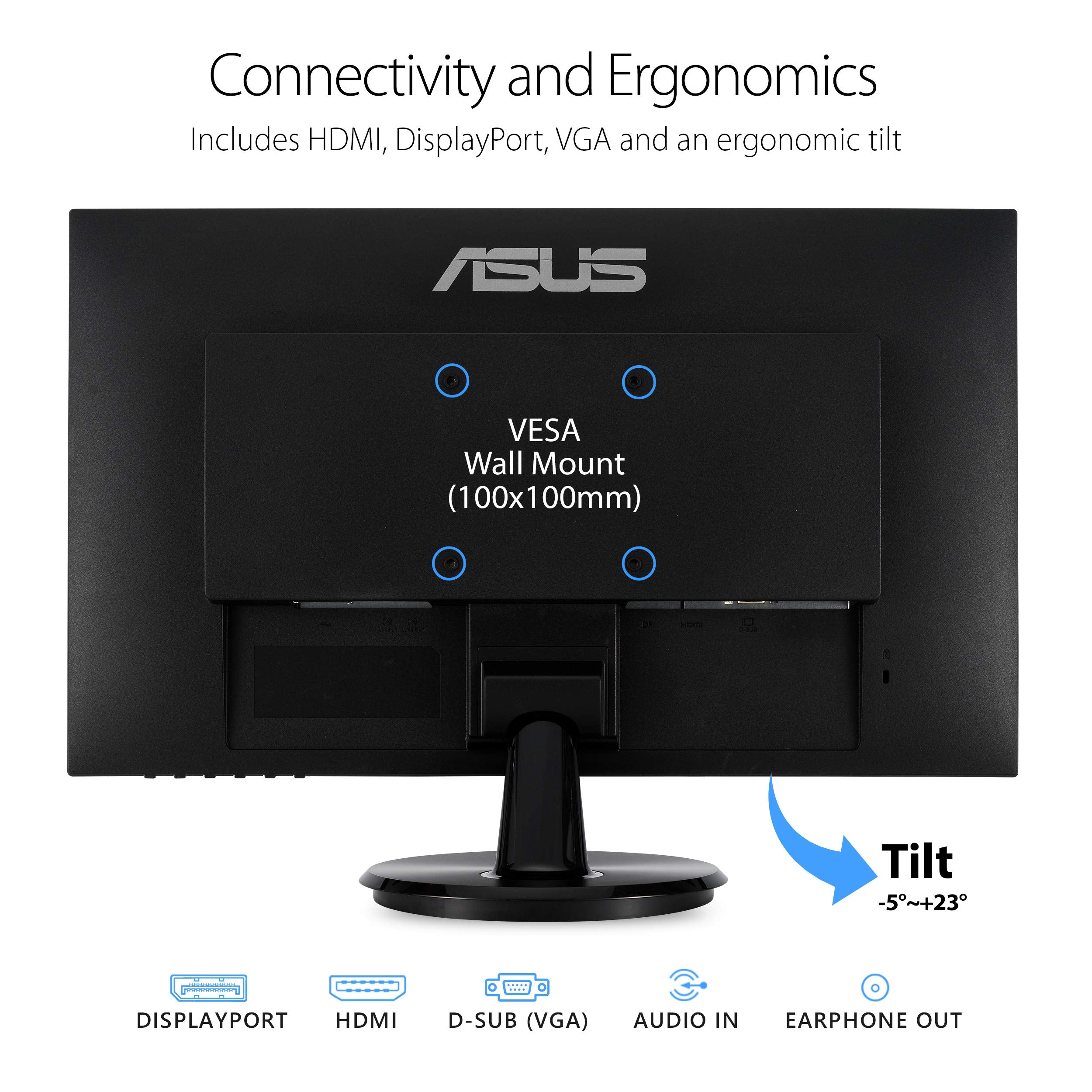 ASUS 22” Eye Care Monitor (VP229QF) – 100Hz, IPS, Full HD, 99% sRGB, Frameless, Adaptive-Sync, DisplayPort, HDMI, Low Blue Light, Flicker Free, Wall Mountable, 3 yr Warranty