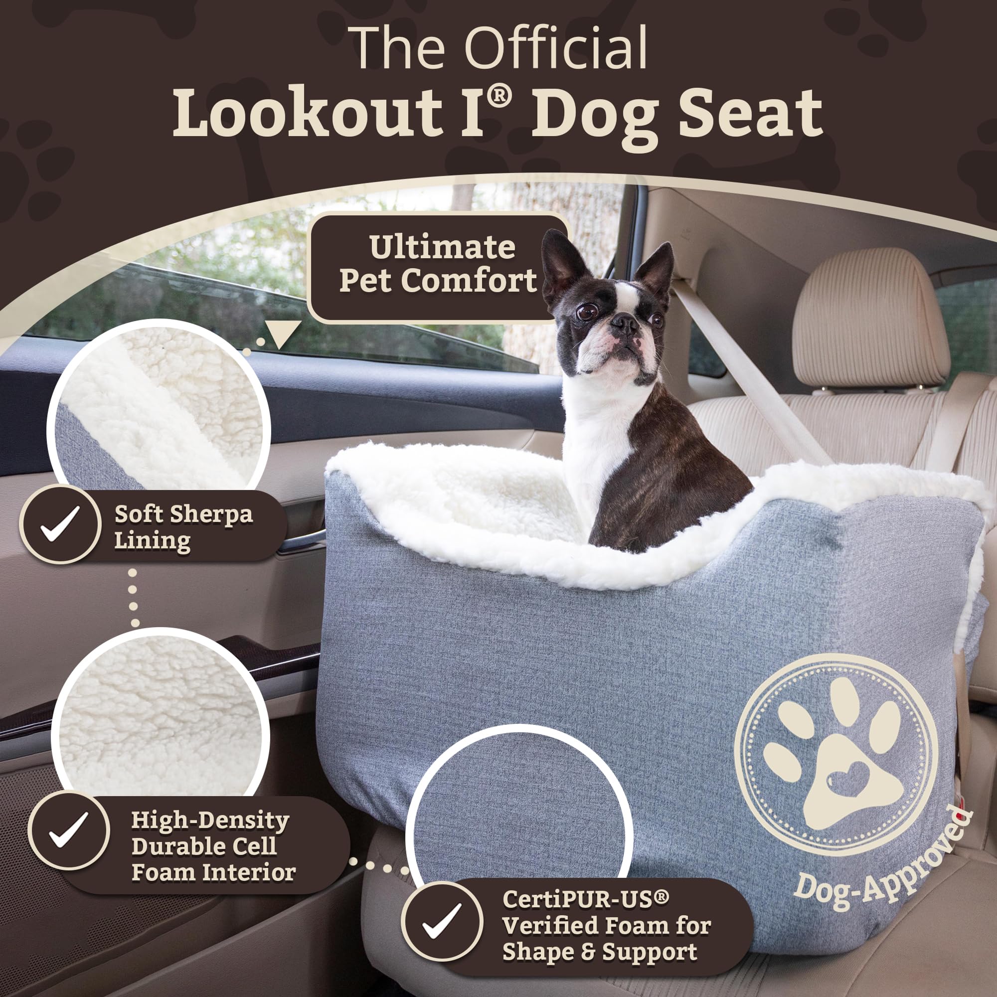 SNOOZER PET Products Lookout 1 Dog CAR SEAT, Birch Diamond, Small