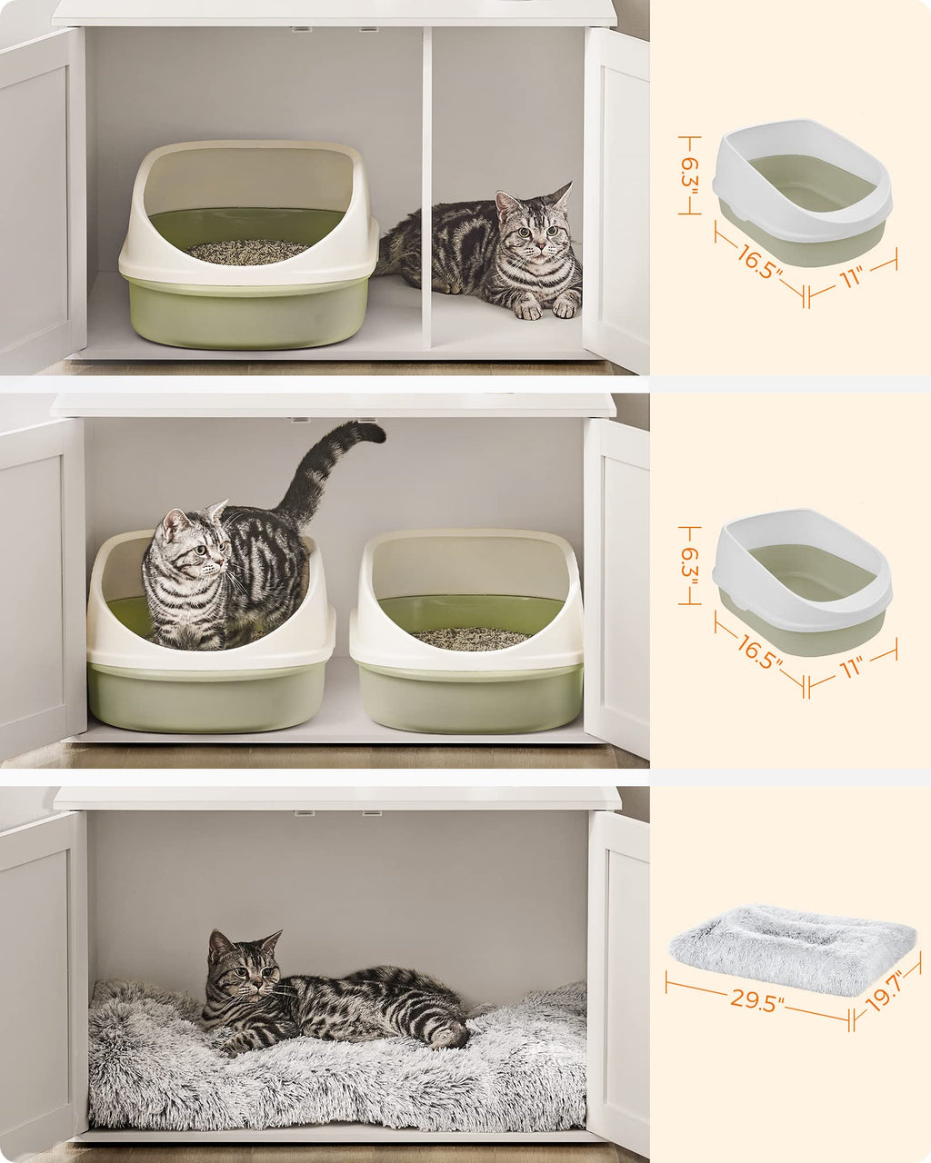 Feandrea Cat Litter Box Enclosure, Litter Box Furniture Hidden, Indoor Cat House, End Table, 27.6 x 19.7 x 19.7 Inches, Heather Greige UPCL022K01
