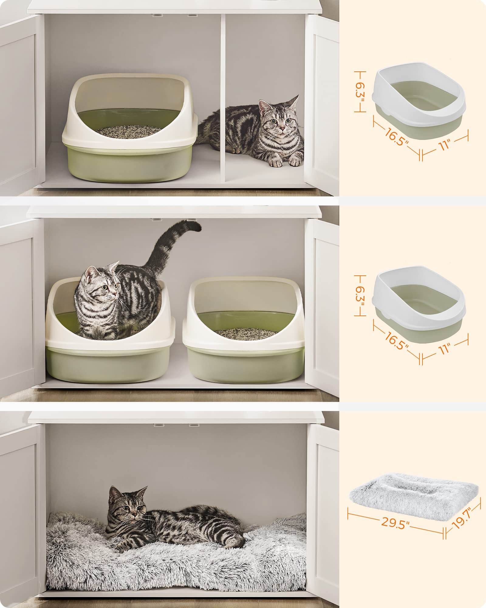 Feandrea Cat Litter Box Enclosure, Litter Box Furniture Hidden, Indoor Cat House, End Table, 27.6 x 19.7 x 19.7 Inches, Heather Greige UPCL022K01