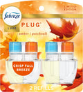 Febreze Plug In Air Freshener, Odor-Fighting Scented Oil Refill, Air Fresheners for Home and Bathroom and Kitchen, Long Lasting for Strong Odors, Crisp Fall Breeze Scent, 0.87oz Refills, 2 Count