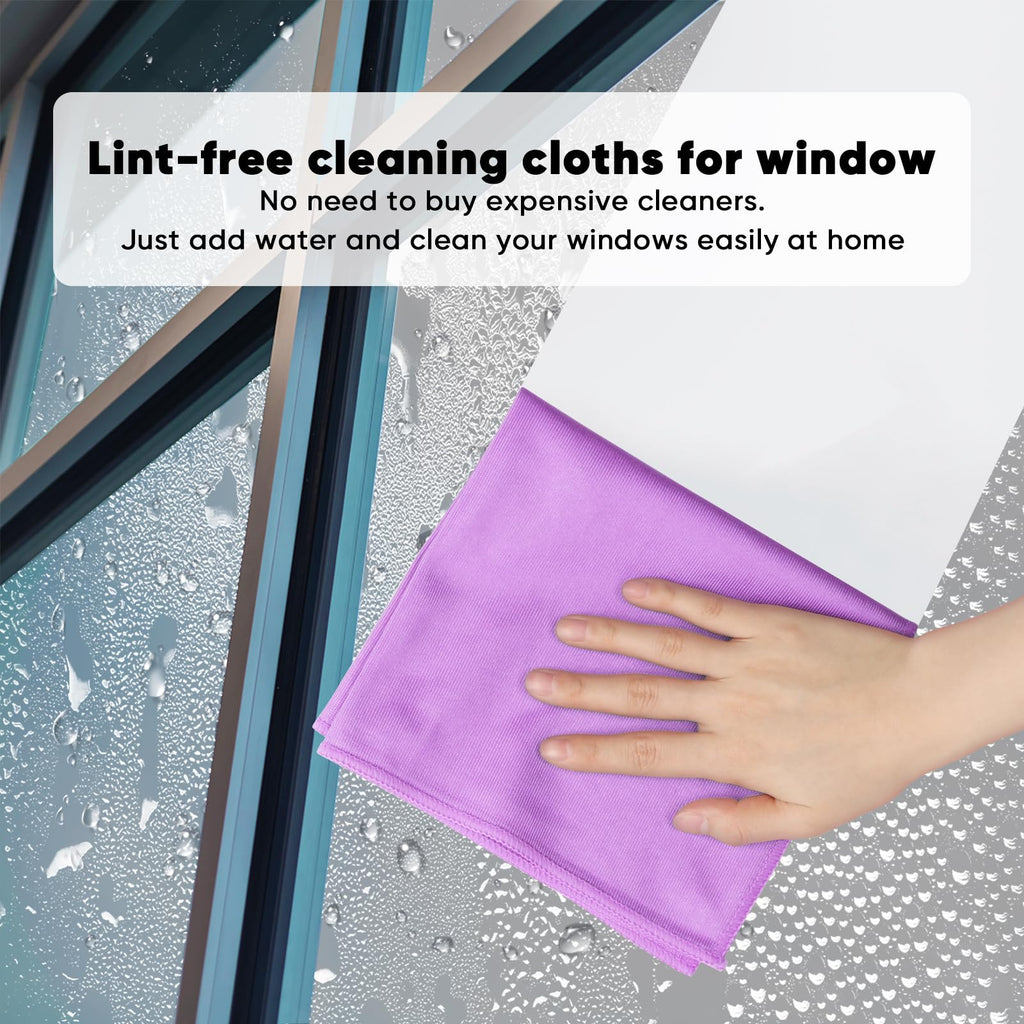 HOMEXCEL Microfiber Glass Cleaning Cloths 6 PK, Lint Free Streak Free, Reusable Microfiber Magic Cleaning Cloth for Cleaning Windows, Glasses, Mirrors, Screens, Stainless Steel, and More, Blue-14”×16”