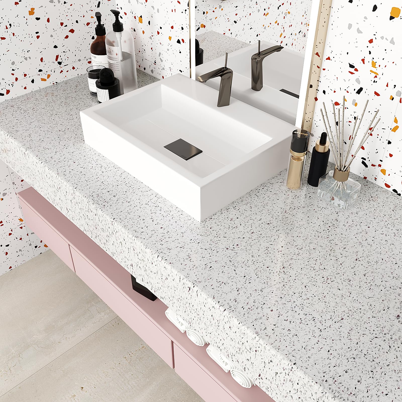 VEELIKE 15.7''x118'' Granite Contact Paper for Countertops Waterproof Self Adhesive Granite Wallpaper Peel and Stick Countertops for Kitchen Bathroom Counter Top Removable Decorative Vinyl Film