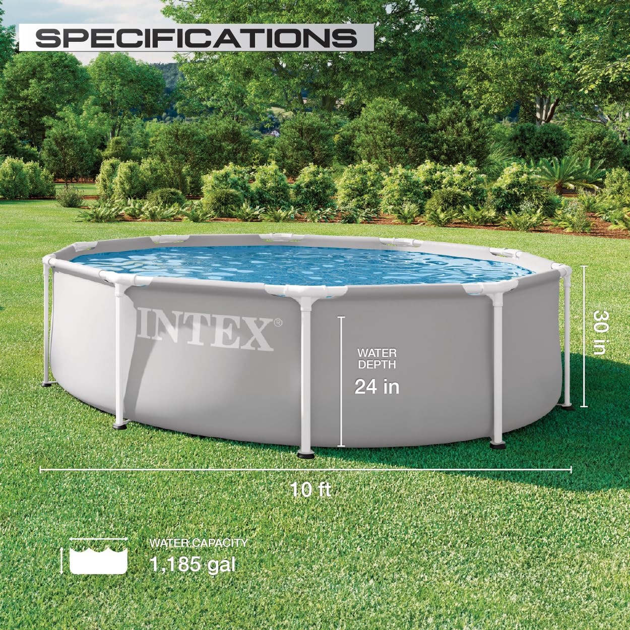 INTEX 26700EP 10Ft X 30In Prism Frame Premium Above Ground Swimming Pool (Pump Not Included)