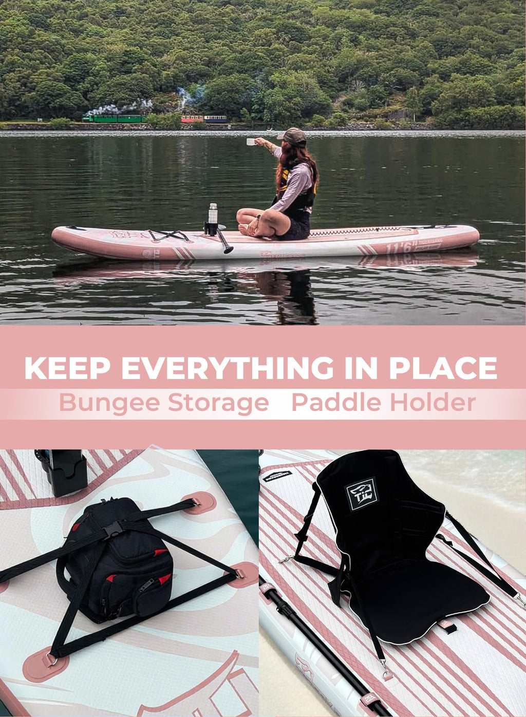 TIGERXBANG 11'6"/11'/10' Inflatable Paddle Board with Complete Accessories, Versatile Premium Paddle Boards for Adults/Youth, Stand Up Paddle Board Polar/Wave/Sunny Wave Collection