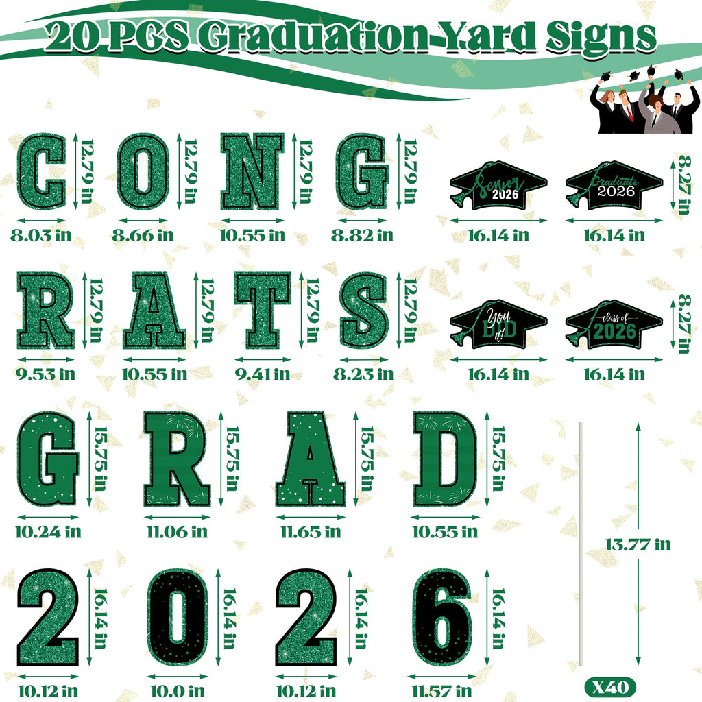 HOVACY 20 PCS Black Gold Graduation Yard Signs Class of 2026 | Black Gold 20 PCS, 40 Stakes, 11.57 x 16.14 in, Corrugated Plastic, Waterproof, Congrats Grad Sign, Graduation Sign
