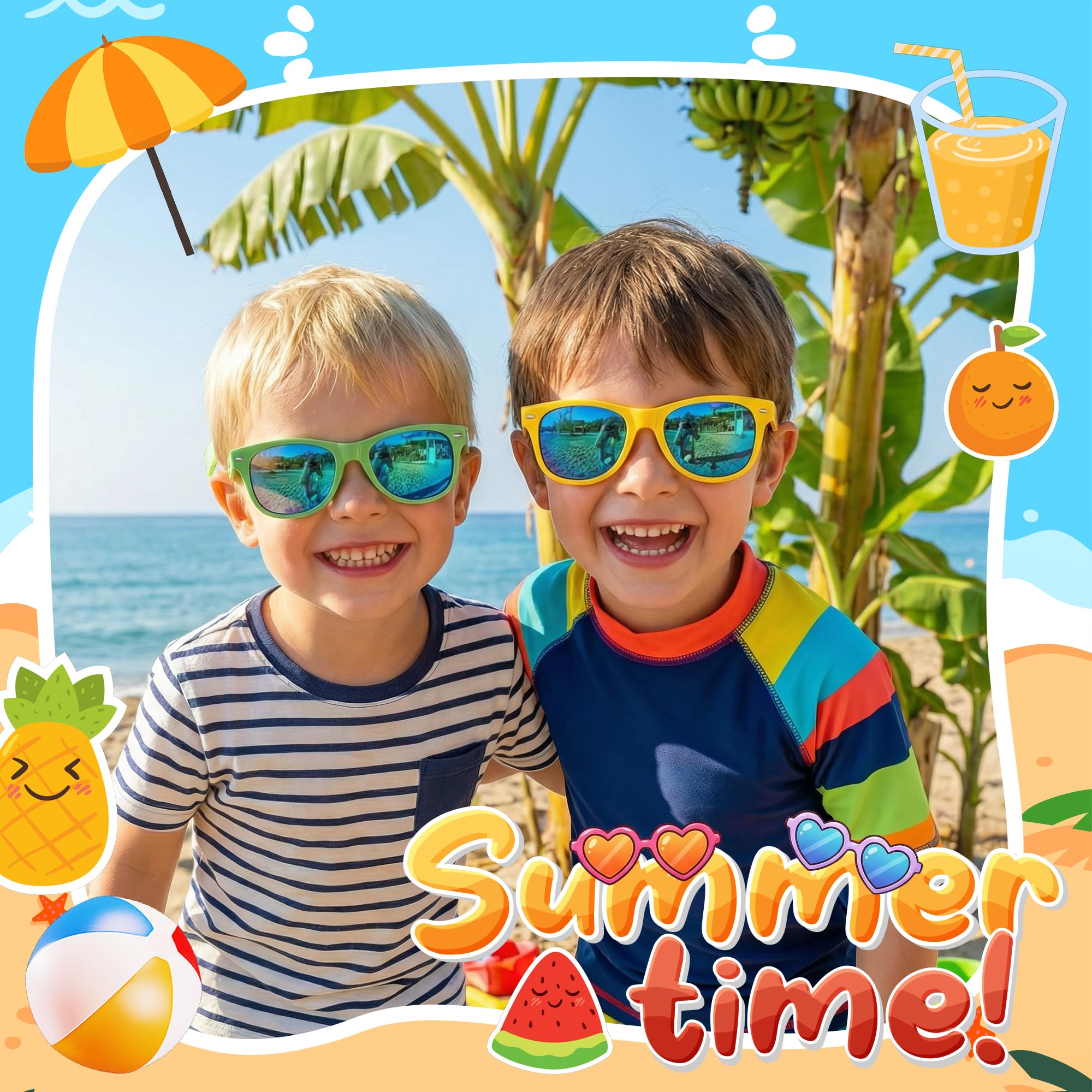 Kids Sunglasses Bulk, Kids Sunglasses Party Favors for Age 3-8, UV400 Protection Neon Kids Sunglasses Bulk for Boys Girls (12Pack-heart sunglasses)