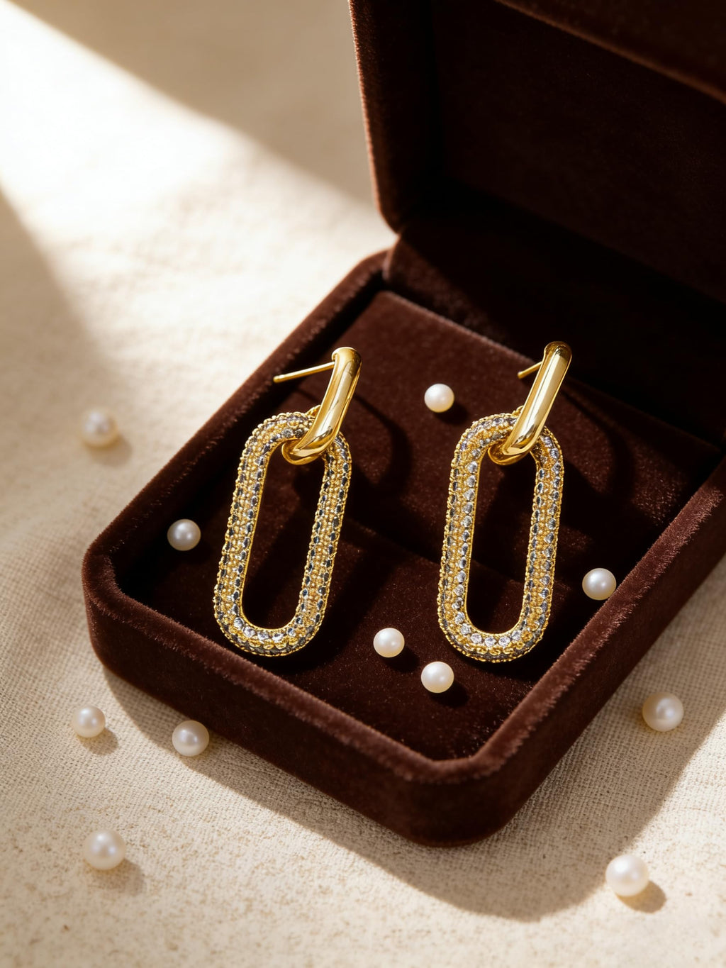 Gold Earrings for Women Trendy, Simple Dainty 14K Gold Plated Paperclip Square Chain Link Dangle Hoops Earrings Pin Stud Huggie Earrings Lightweight Hypoallergenic Minimalist Aesthetic Gold Jewelry for Christmas Gifts