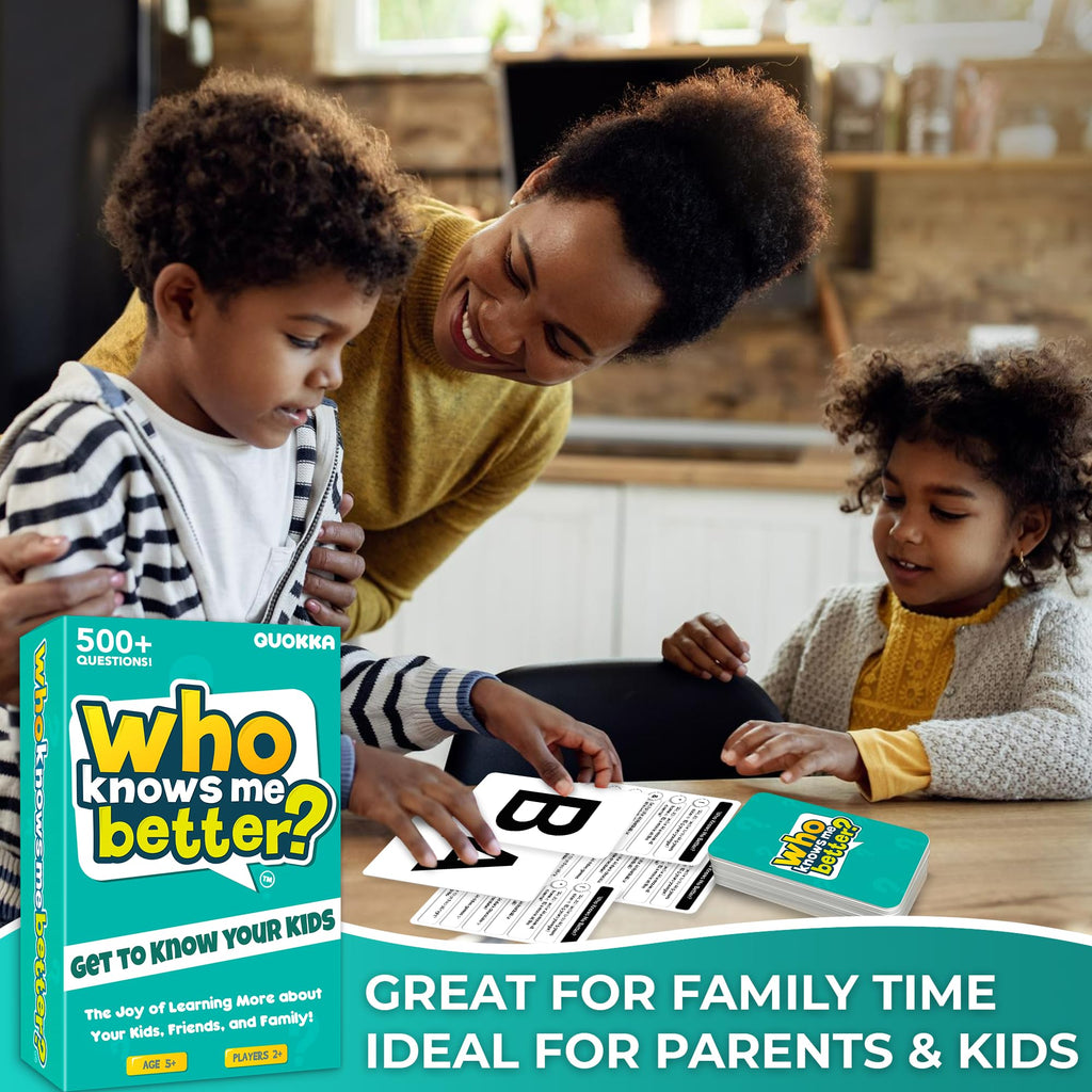 Family Board Games for Kids and Adults - Trivia Card Games for Kids 8-12 and Adults - Who Knows Me Better for Family Game Night - 500+ Facts Questions from Ages 6-8 — Fun Travel Car Activities for 5+