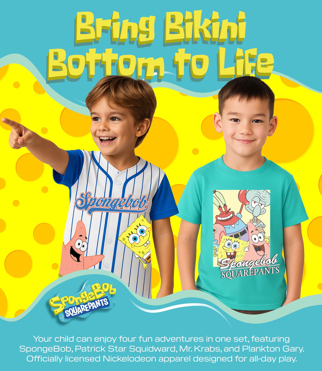 Spongebob Squarepants Graphic T-Shirt (Sets) Patrick Star Squidward Plankton Gary Outfit Tee Toddler/Birthday to Kids Clothes