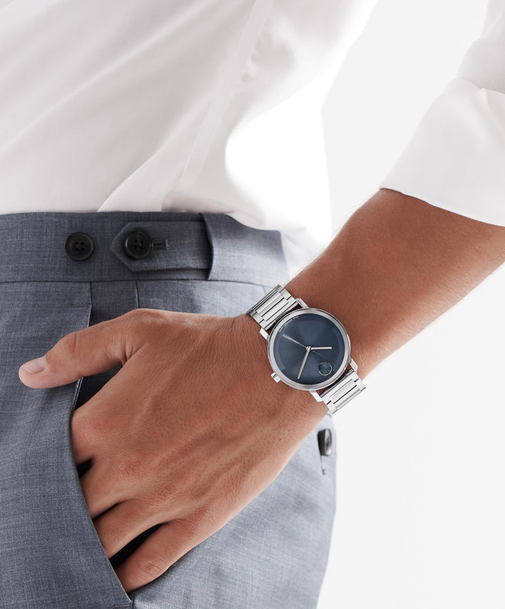 Movado Bold Evolution 2.0 Men's Watch - Swiss Quartz Movement, Stainless Steel Mesh Bracelet - 3 ATM Water Resistance - Luxury Fashion Timepiece for Him - 40mm