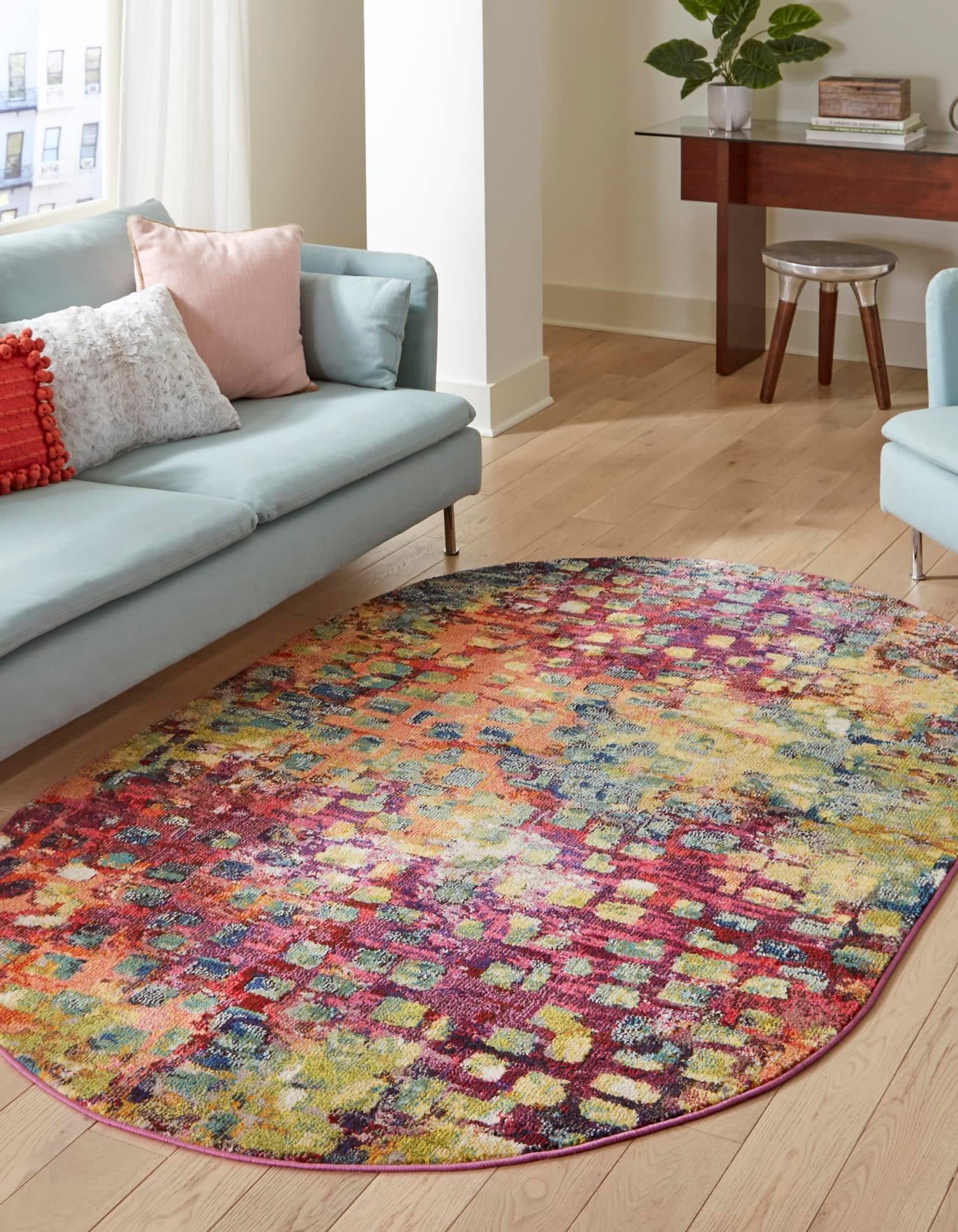 Unique Loom Jardin Collection Colorful, Vibrant, Abstract, Modern Area Rug (2' 0 x 3' 0 Rectangular, Multi/ Blue)
