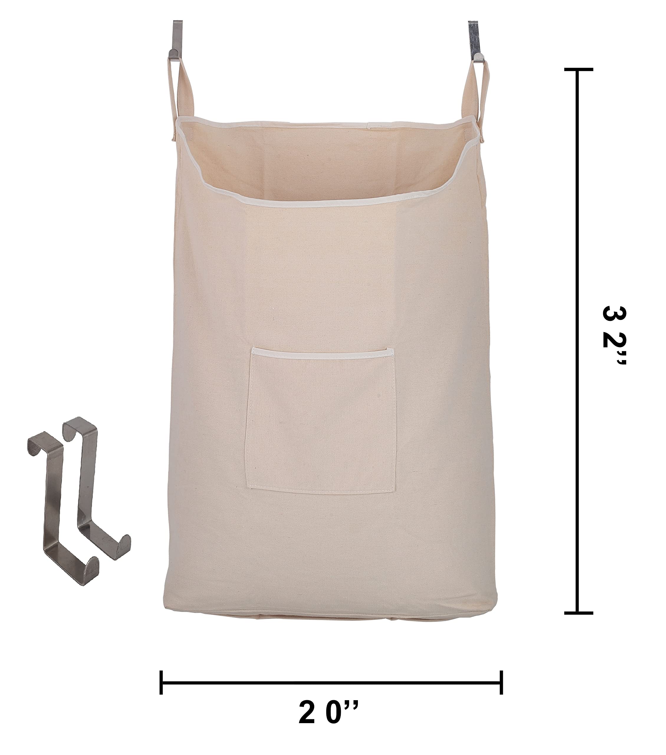 Laundry Collector, Laundry Hamper, Door Hanging Laundry bag with hooks (Army green, 65Liters)