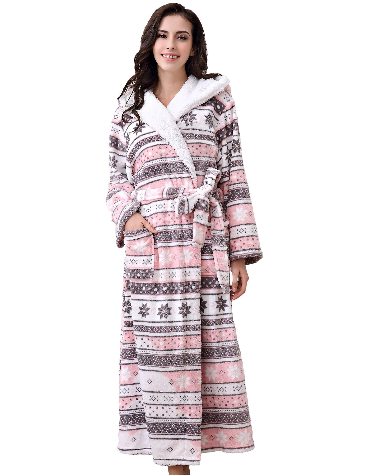 Richie House Women's Plush Soft Warm Fleece Bathrobe Robe RH1591